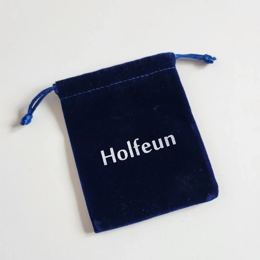 Holfeun Blue‎ Velvet Small Jewelry Pouch Drawstring Bag